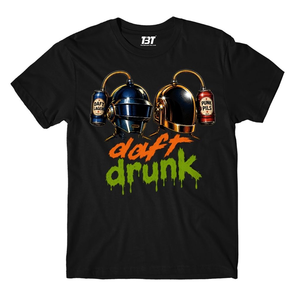 daft punk daft drunk t-shirt music band buy online india the banyan tee tbt men women girls boys unisex black 