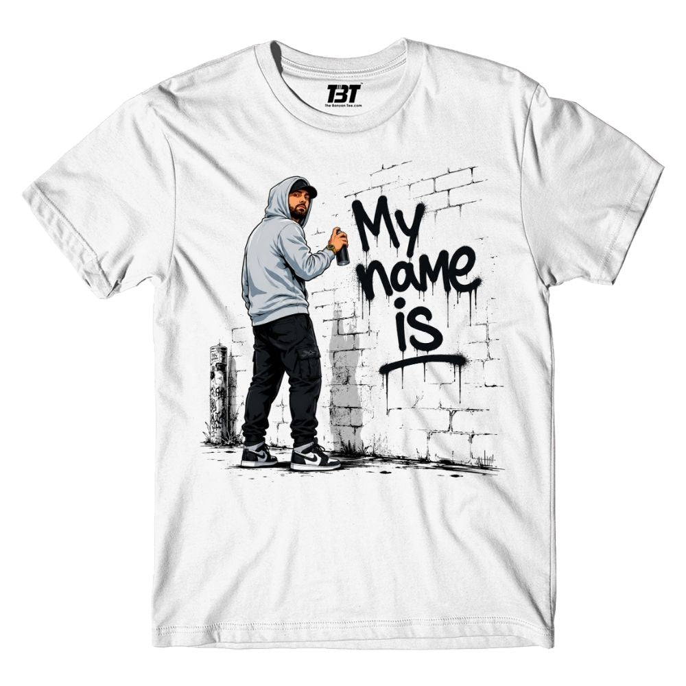 eminem my name is t-shirt music band buy online india the banyan tee tbt men women girls boys unisex white 