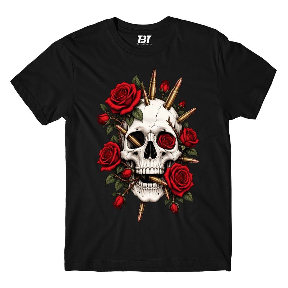 guns n' roses bullet bloom t-shirt music band buy online india the banyan tee tbt men women girls boys unisex black 