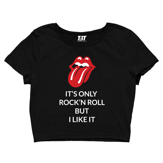 the rolling stones rock 'n roll  crop top music band buy online india the banyan tee tbt men women girls boys unisex black