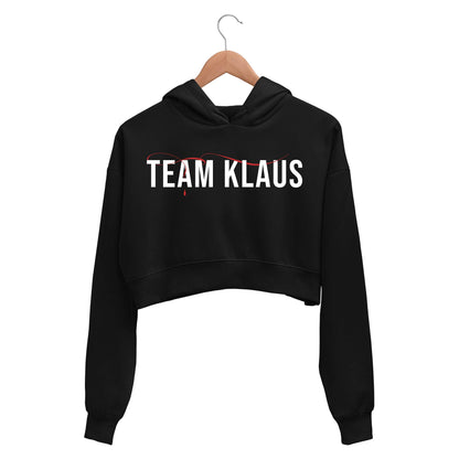 the vampire diaries team klaus crop hoodie hooded sweatshirt upper winterwear tv & movies buy online india the banyan tee tbt men women girls boys unisex black tvd stefan elena damon caroline katherine tyler bonnie