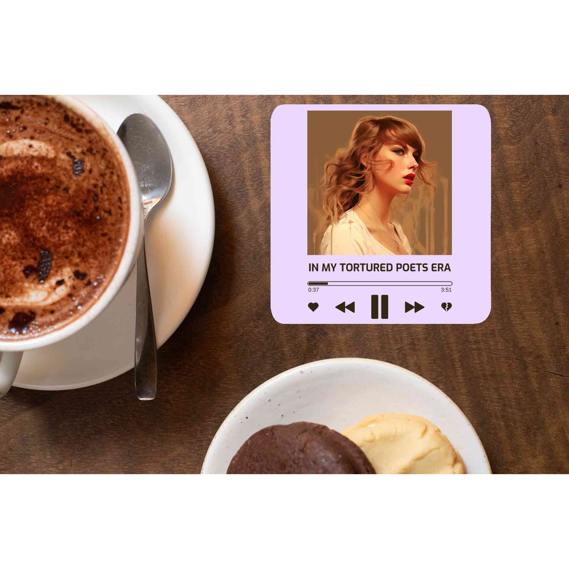 taylor swift tortured poets era coasters wooden table cups indian music band buy online india the banyan tee tbt men women girls boys unisex  