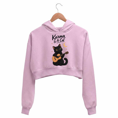 taylor swift karma cat crop hoodie hooded sweatshirt upper winterwear music band buy online india the banyan tee tbt men women girls boys unisex baby pink 