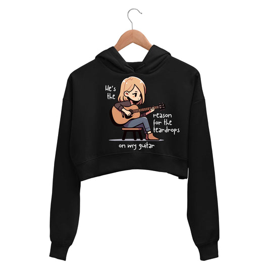 taylor swift tear drops on my guitar crop hoodie hooded sweatshirt upper winterwear music band buy online india the banyan tee tbt men women girls boys unisex black