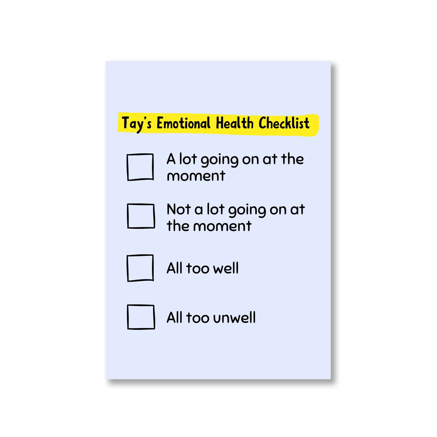 taylor swift tay's emotional health checklist poster wall art buy online india the banyan tee tbt a4