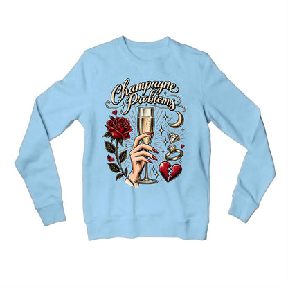taylor swift champagne problems sweatshirt upper winterwear music band buy online india the banyan tee tbt men women girls boys unisex baby blue 