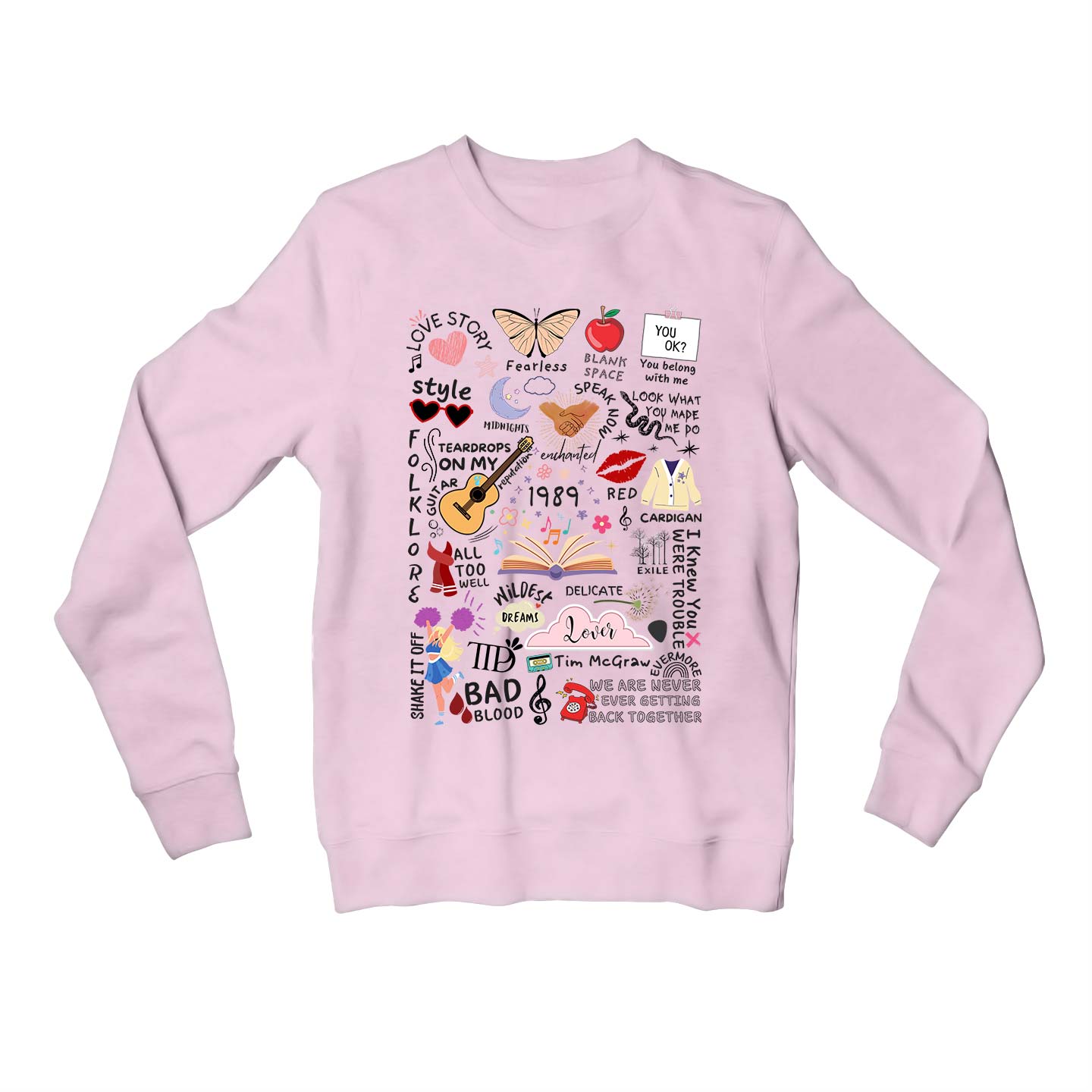 taylor swift tay's doodle sweatshirt upper winterwear music band buy online india the banyan tee tbt men women girls boys unisex baby pink