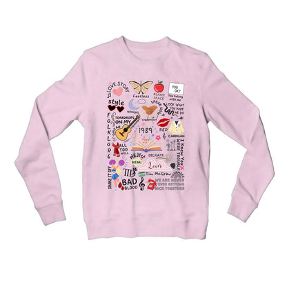 taylor swift tay's doodle sweatshirt upper winterwear music band buy online india the banyan tee tbt men women girls boys unisex baby pink
