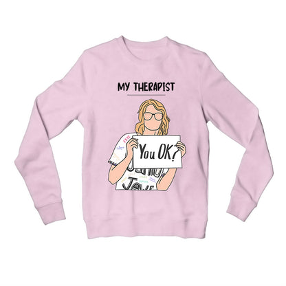 taylor swift my therapist sweatshirt upper winterwear music band buy online india the banyan tee tbt men women girls boys unisex baby pink