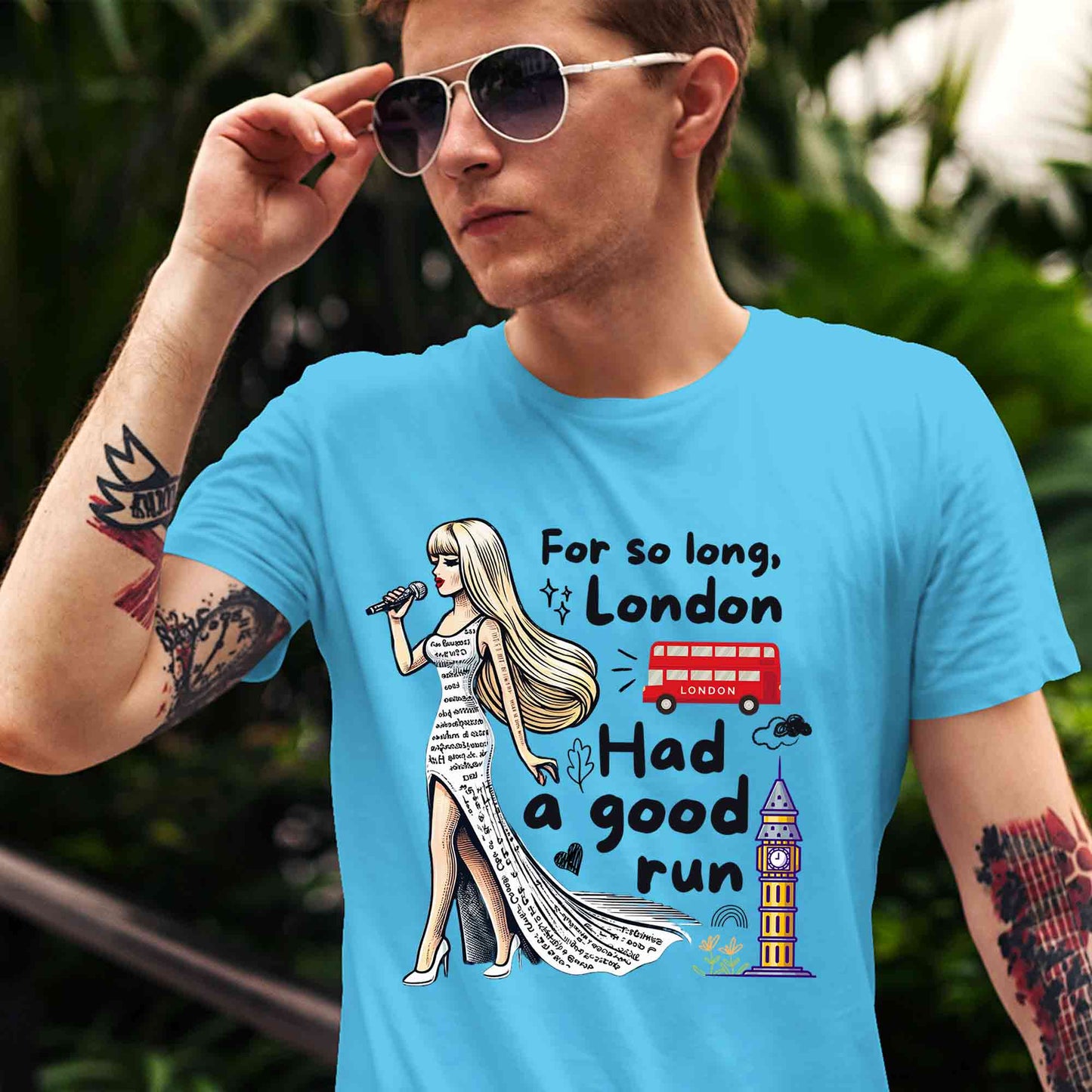 taylor swift so long london t-shirt music band buy online india the banyan tee tbt men women girls boys unisex sky blue