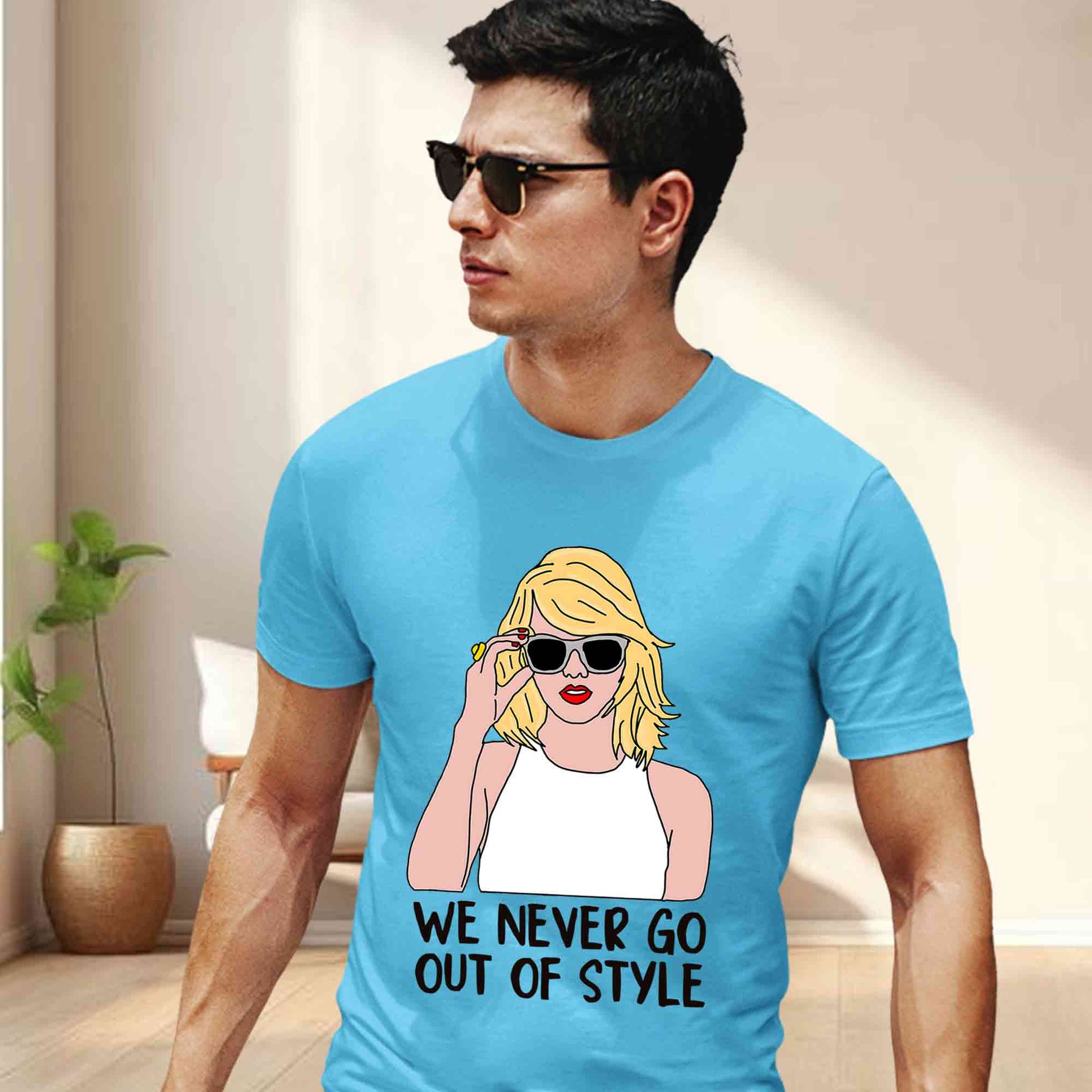 taylor swift style t-shirt music band buy online india the banyan tee tbt men women girls boys unisex sky blue