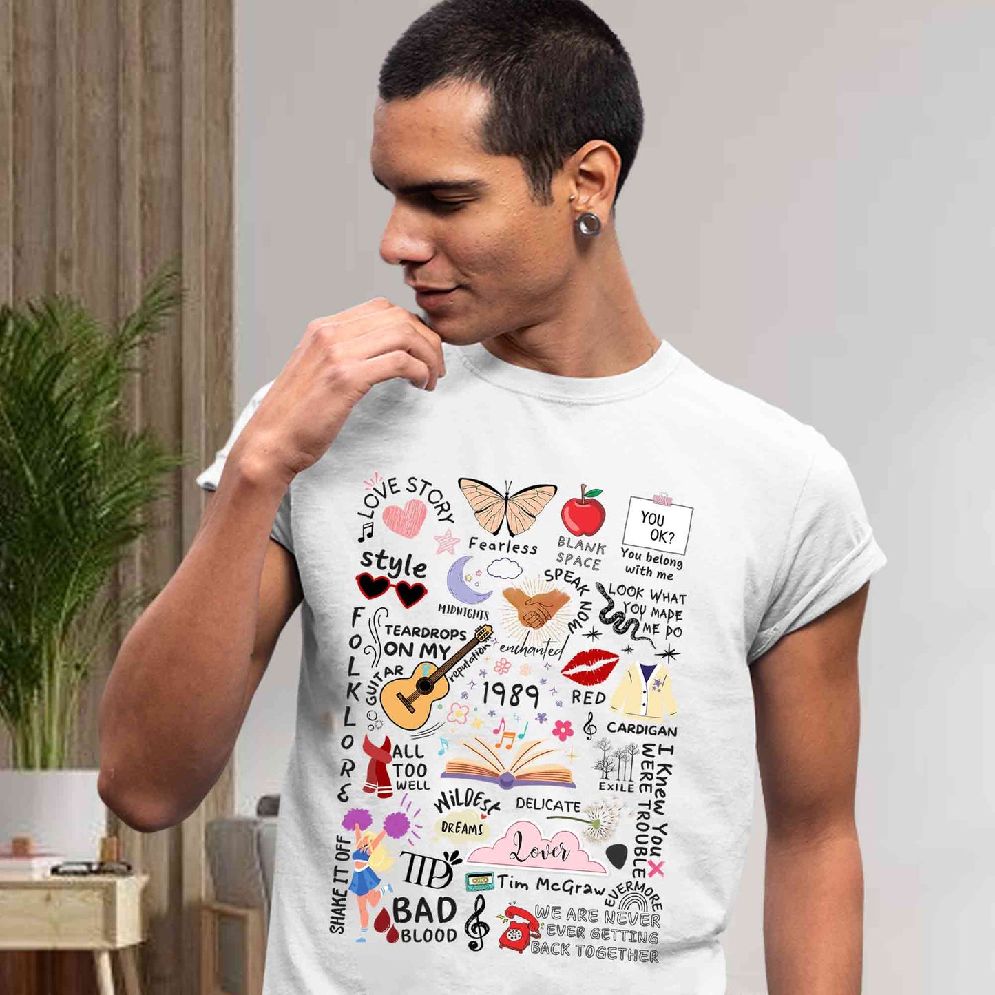 taylor swift tay's doodle t-shirt music band buy online india the banyan tee tbt men women girls boys unisex white