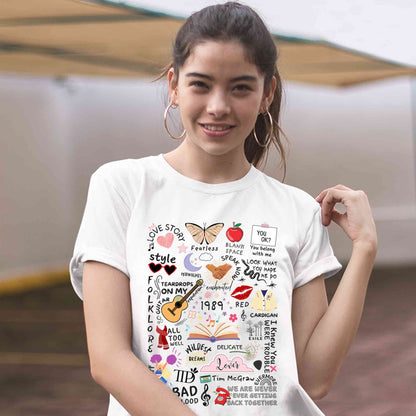 taylor swift tay's doodle t-shirt music band buy online india the banyan tee tbt men women girls boys unisex white