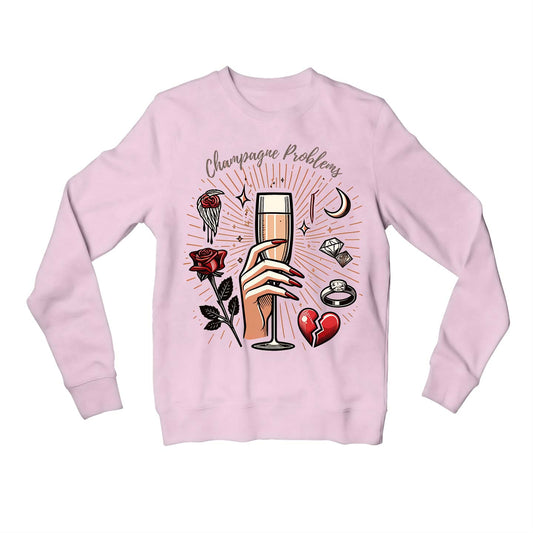 taylor swift champagne problems sweatshirt upper winterwear music band buy online india the banyan tee tbt men women girls boys unisex baby pink 