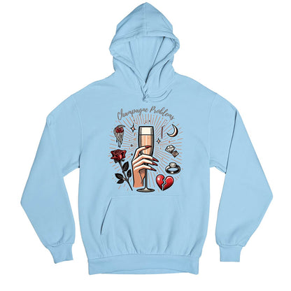 taylor swift champagne problems hoodie hooded sweatshirt winterwear music band buy online india the banyan tee tbt men women girls boys unisex baby blue 