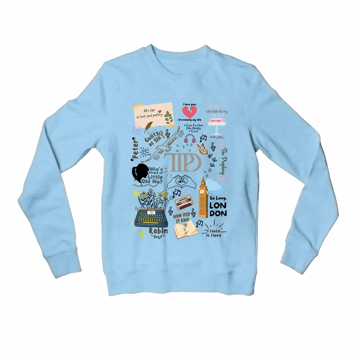 taylor swift a poet's doodle sweatshirt upper winterwear music band buy online india the banyan tee tbt men women girls boys unisex baby blue