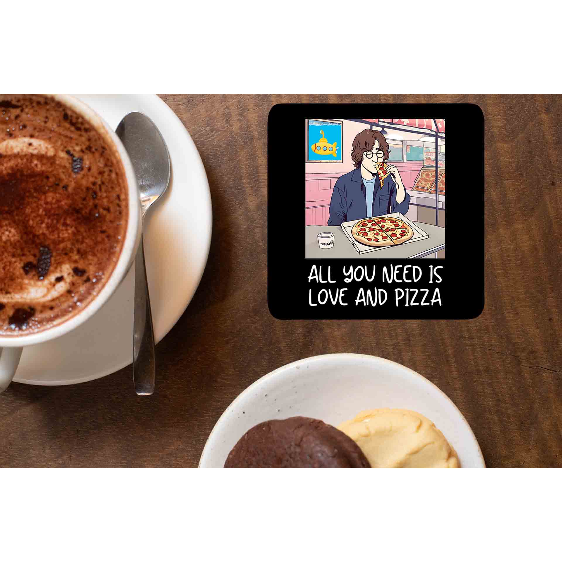 the beatles all you need is pizza coasters wooden table cups indian music band buy online india the banyan tee tbt men women girls boys unisex  