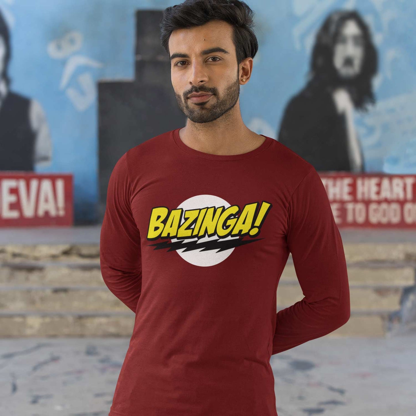 the big bang theory bazinga full sleeves long sleeves tv & movies buy online india the banyan tee tbt men women girls boys unisex maroon