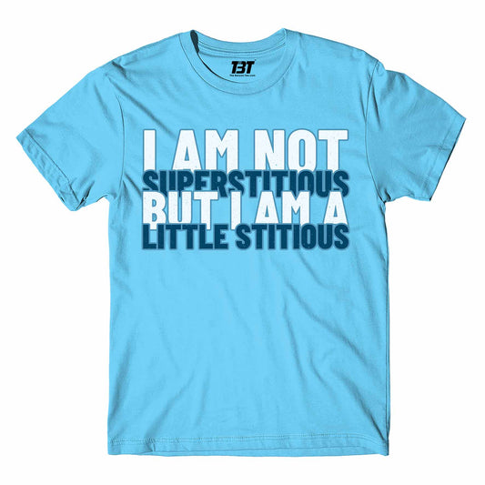 the office i am not superstitious i am a little stitious t-shirt tv & movies buy online india the banyan tee tbt men women girls boys unisex Sky Blue - michael scott quote
