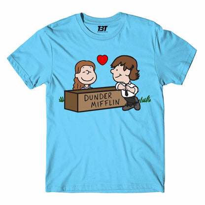 the office jim & pam t-shirt tv & movies buy online india the banyan tee tbt men women girls boys unisex Sky Blue