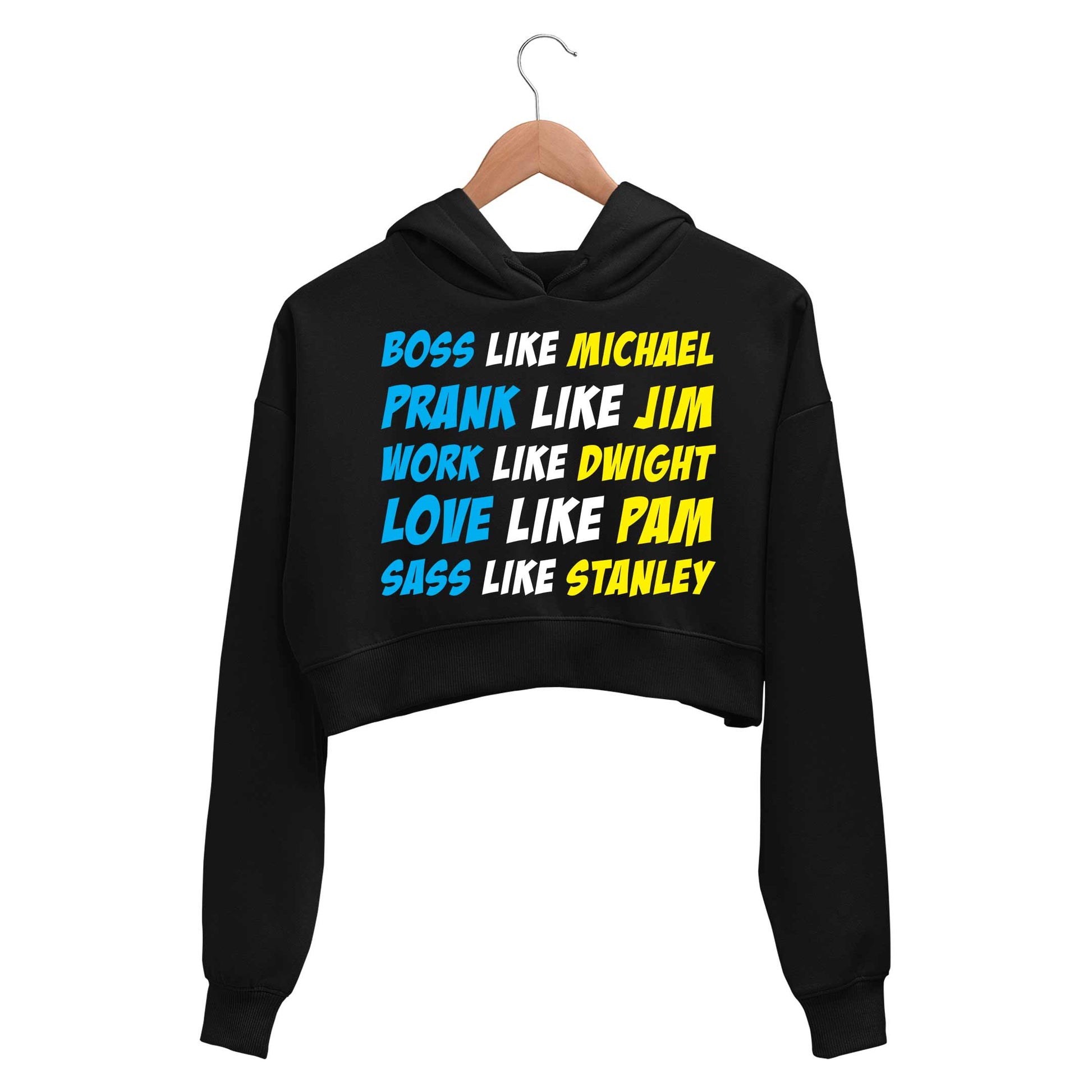 the office be like crop hoodie hooded sweatshirt upper winterwear tv & movies buy online india the banyan tee tbt men women girls boys unisex black - michael jim dwight pam stanley