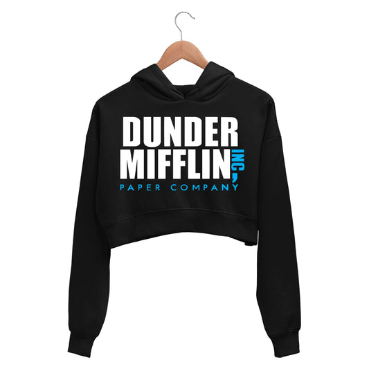 the office dunder mifflin crop hoodie hooded sweatshirt upper winterwear tv & movies buy online india the banyan tee tbt men women girls boys unisex black - paper company