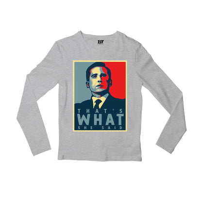 the office that's what she said full sleeves long sleeves tv & movies buy online india the banyan tee tbt men women girls boys unisex gray - michael scott quote