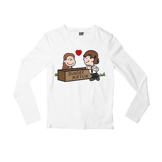 the office jim & pam full sleeves long sleeves tv & movies buy online india the banyan tee tbt men women girls boys unisex white