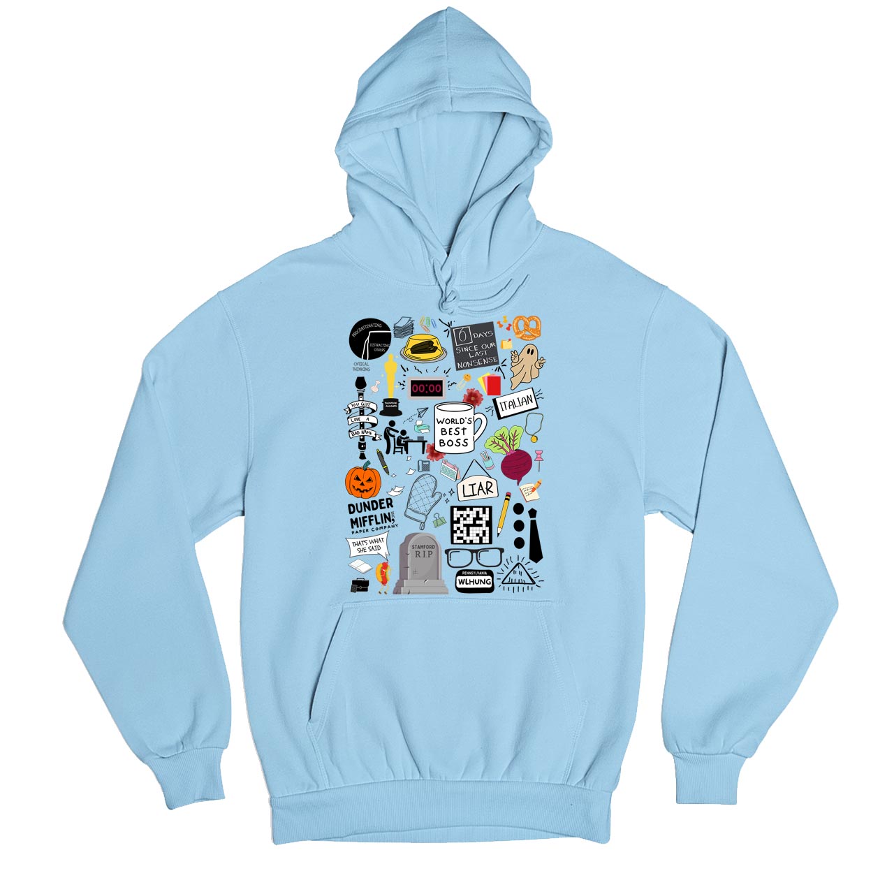 the office dunder doodles hoodie hooded sweatshirt winterwear tv & movies buy online india the banyan tee tbt men women girls boys unisex baby blue 