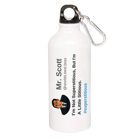 the office  i am not superstitious i am a little stitious  sipper steel water bottle flask gym shaker tv & movies buy online india the banyan tee tbt men women girls boys unisex  - michael scott