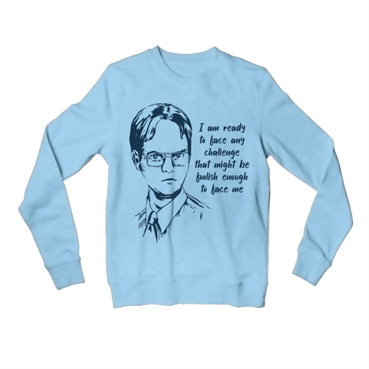 the office dwight sweatshirt upper winterwear tv & movies buy online india the banyan tee tbt men women girls boys unisex gray - i am ready to face any challenge