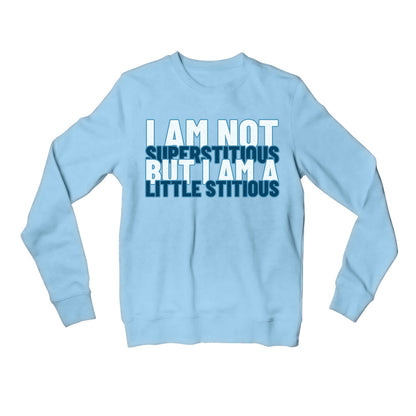 the office i am not superstitious i am a little stitious sweatshirt upper winterwear tv & movies buy online india the banyan tee tbt men women girls boys unisex navy - michael scott quote