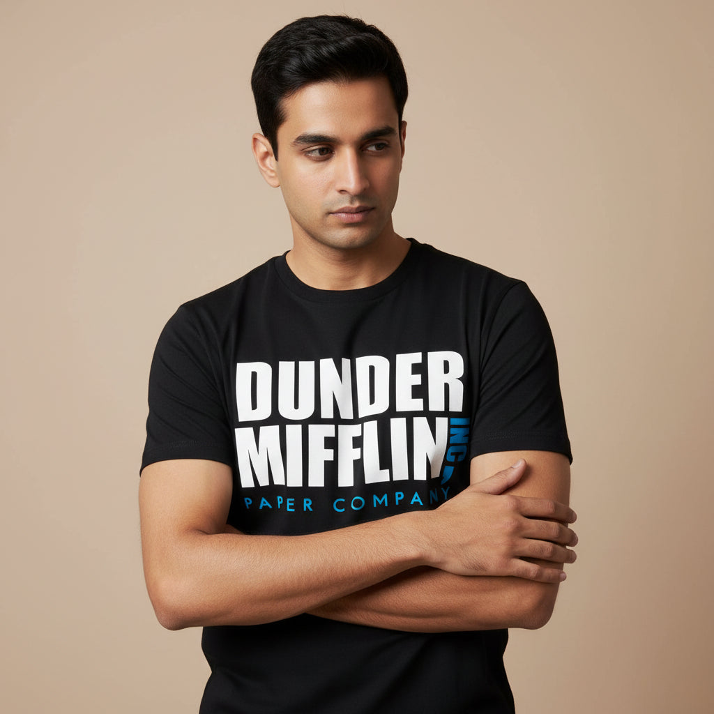 the office dunder mifflin t-shirt tv & movies buy online india the banyan tee tbt men women girls boys unisex black - paper company