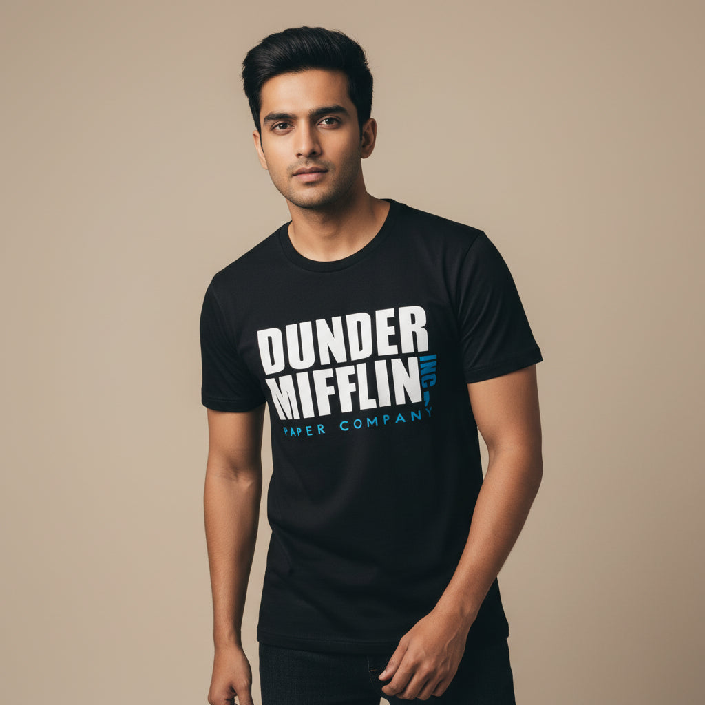the office dunder mifflin t-shirt tv & movies buy online india the banyan tee tbt men women girls boys unisex black - paper company