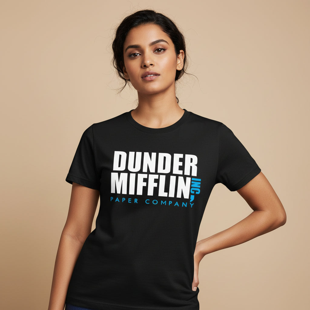 the office dunder mifflin t-shirt tv & movies buy online india the banyan tee tbt men women girls boys unisex black - paper company