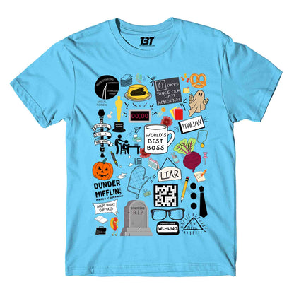 the office dunder doodles t-shirt tv & movies buy online india the banyan tee tbt men women girls boys unisex sky blue