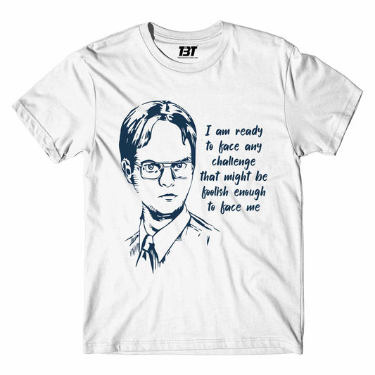 the office dwight t-shirt tv & movies buy online india the banyan tee tbt men women girls boys unisex white - i am ready to face any challenge