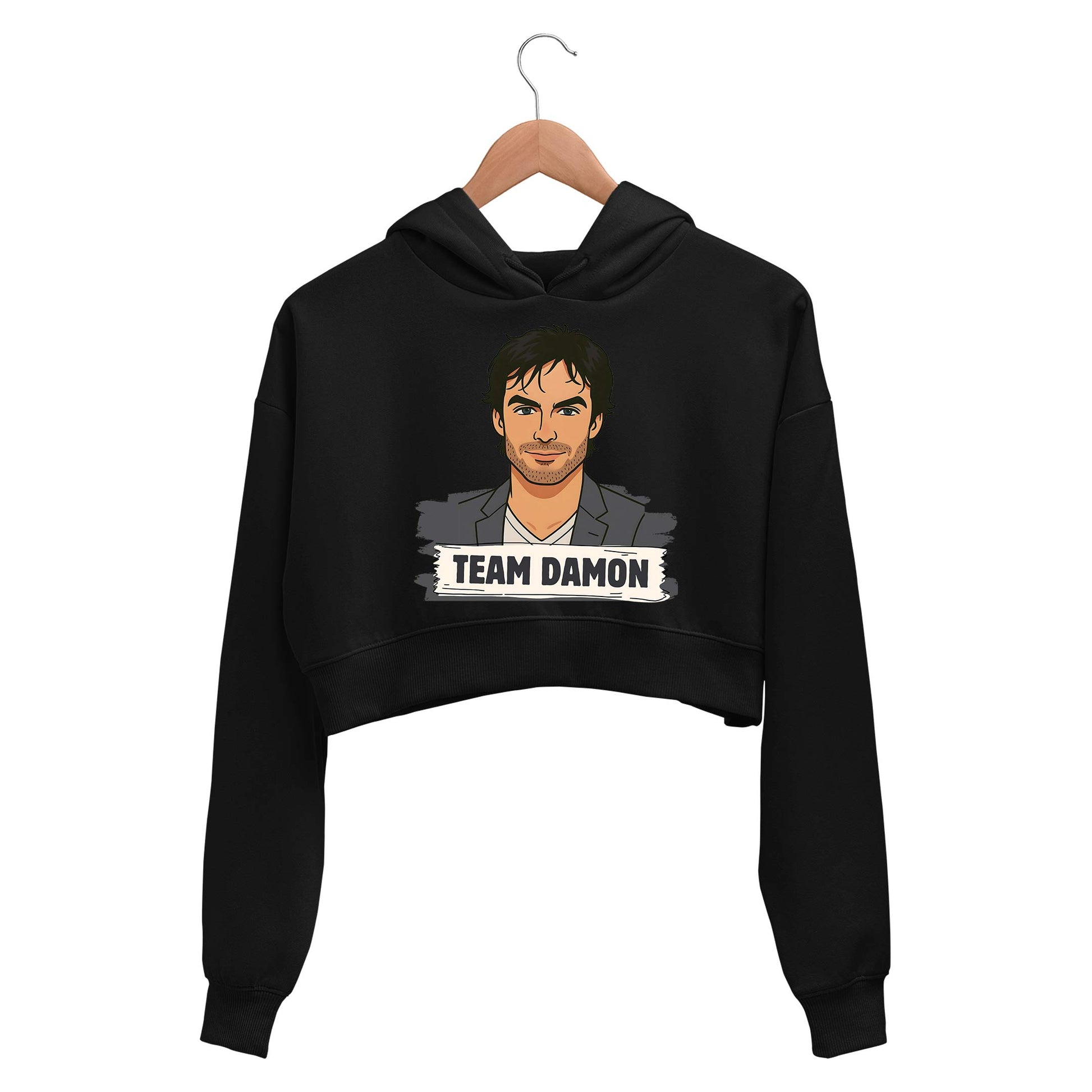 the vampire diaries damon crop hoodie hooded sweatshirt upper winterwear tv & movies buy online india the banyan tee tbt men women girls boys unisex black