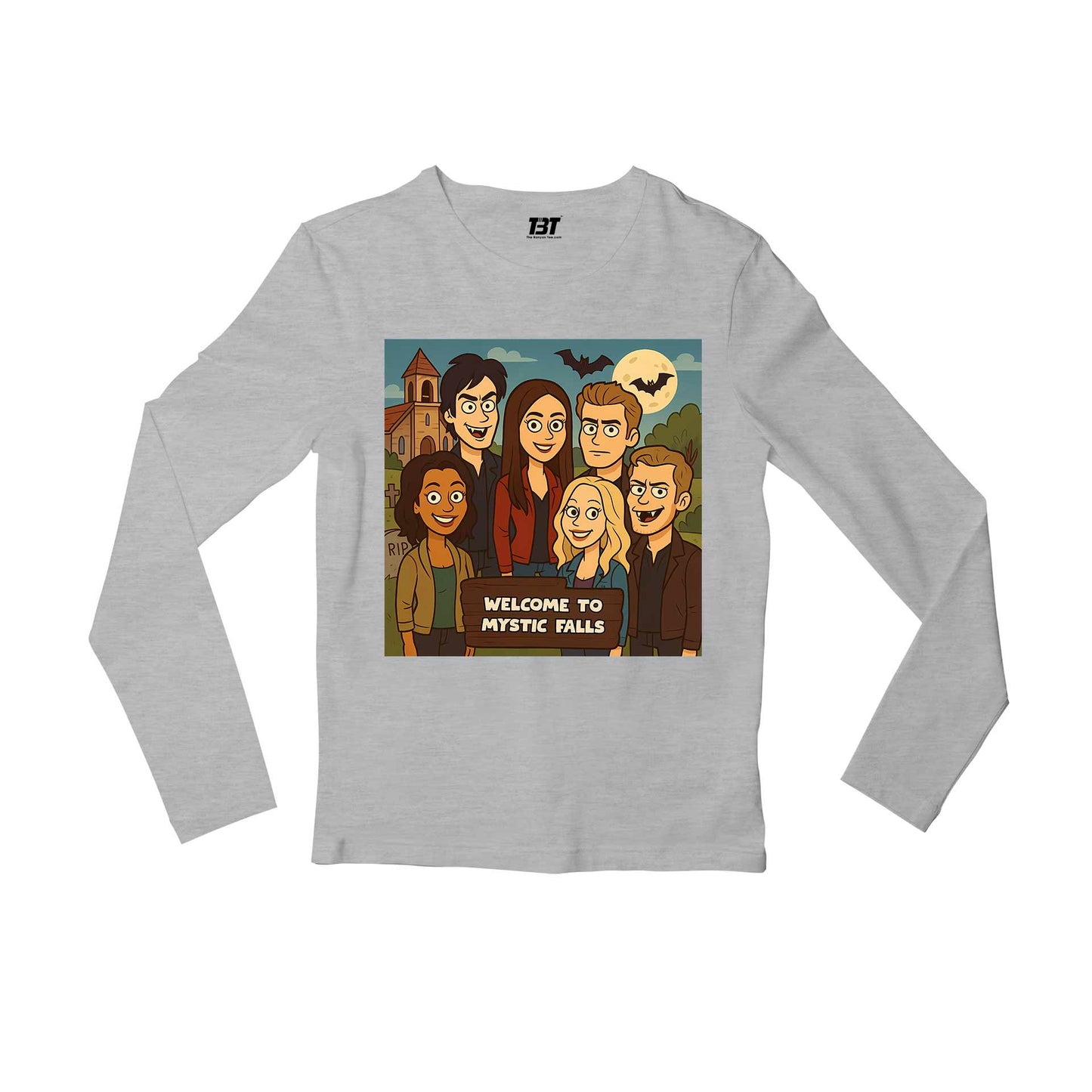 the vampire diaries welcome to mystic falls full sleeves long sleeves tv & movies buy online india the banyan tee tbt men women girls boys unisex gray