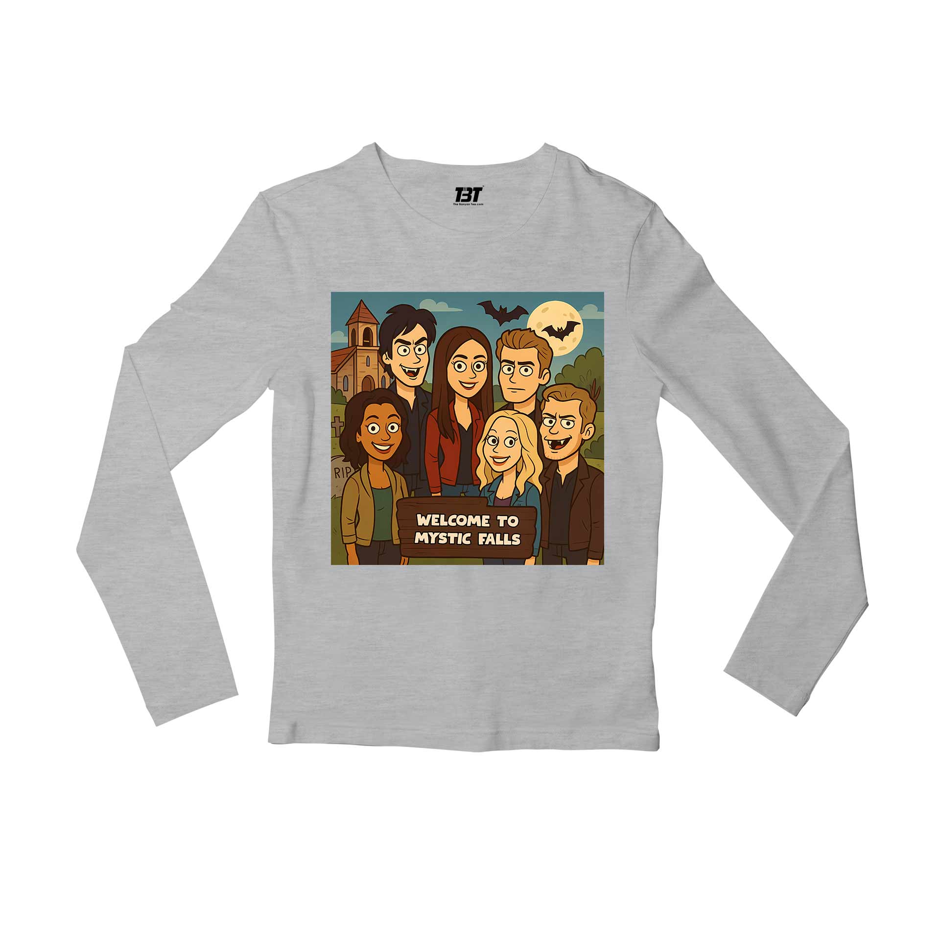 the vampire diaries welcome to mystic falls full sleeves long sleeves tv & movies buy online india the banyan tee tbt men women girls boys unisex gray