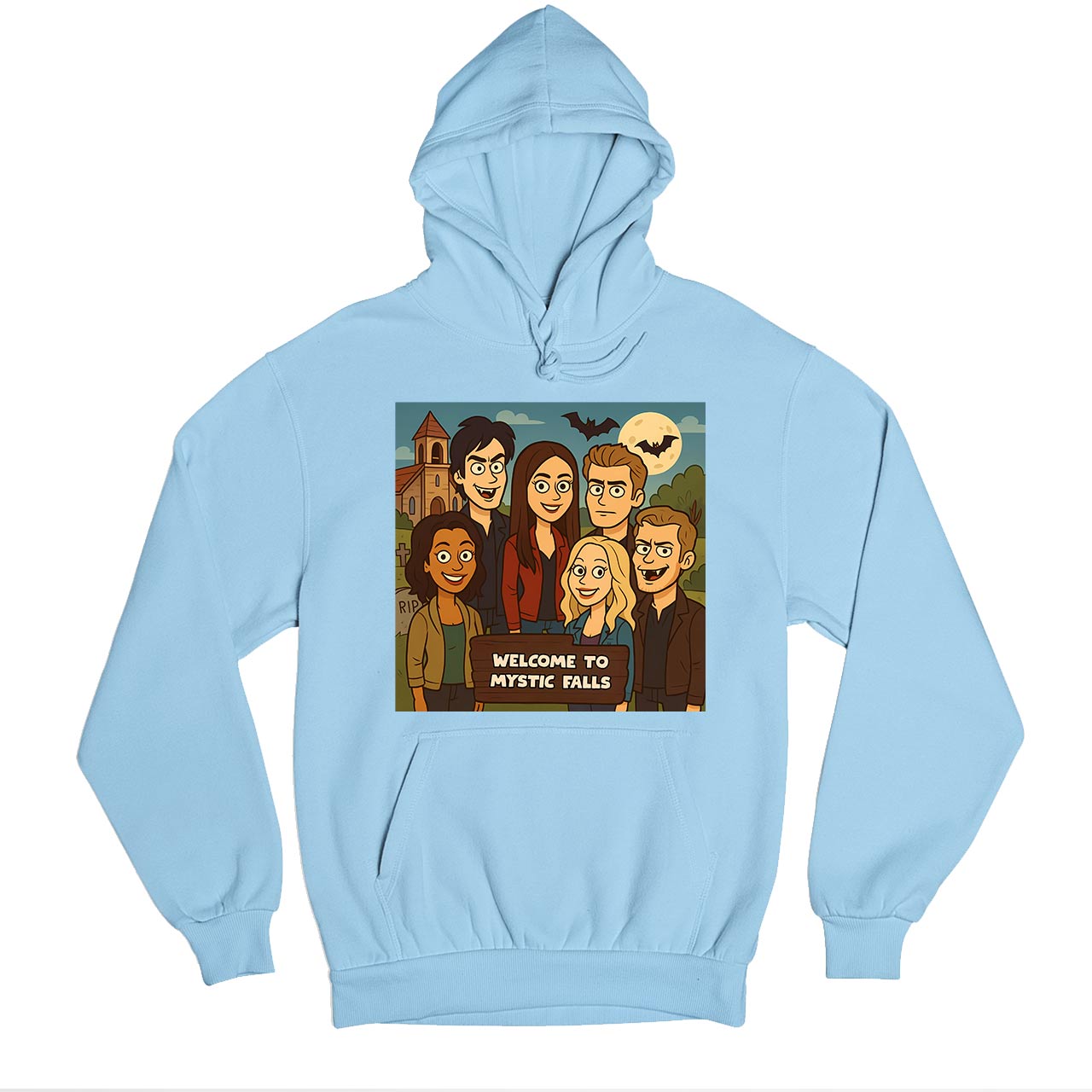 the vampire diaries welcome to mystic falls hoodie hooded sweatshirt winterwear tv & movies buy online india the banyan tee tbt men women girls boys unisex baby blue