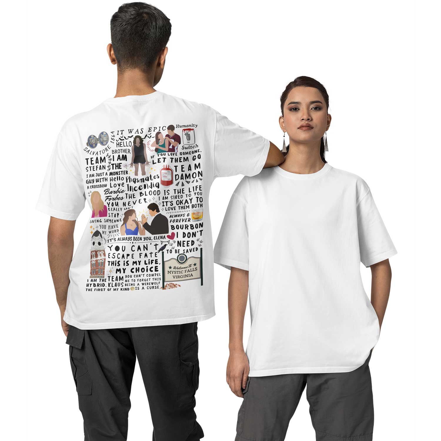 the vampire diaries oversized t shirt - doodle tv & movies t-shirt white buy online india the banyan tee tbt men women girls boys unisex