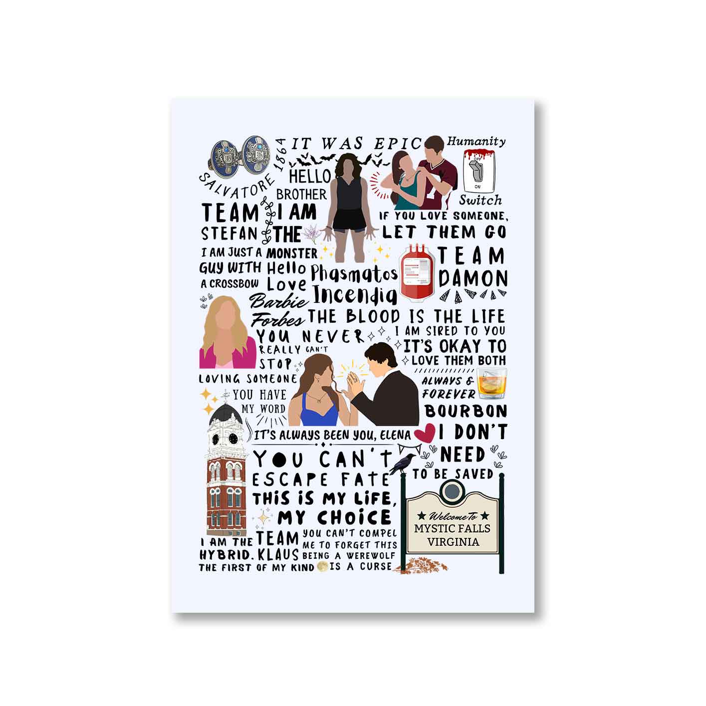 the vampire diaries mystic doodle poster wall art buy online india the banyan tee tbt a4