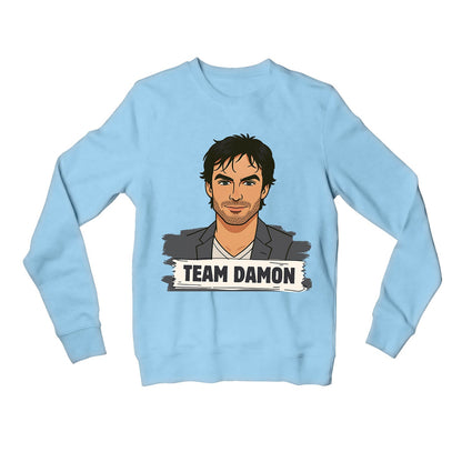 the vampire diaries damon sweatshirt upper winterwear tv & movies buy online india the banyan tee tbt men women girls boys unisex baby blue