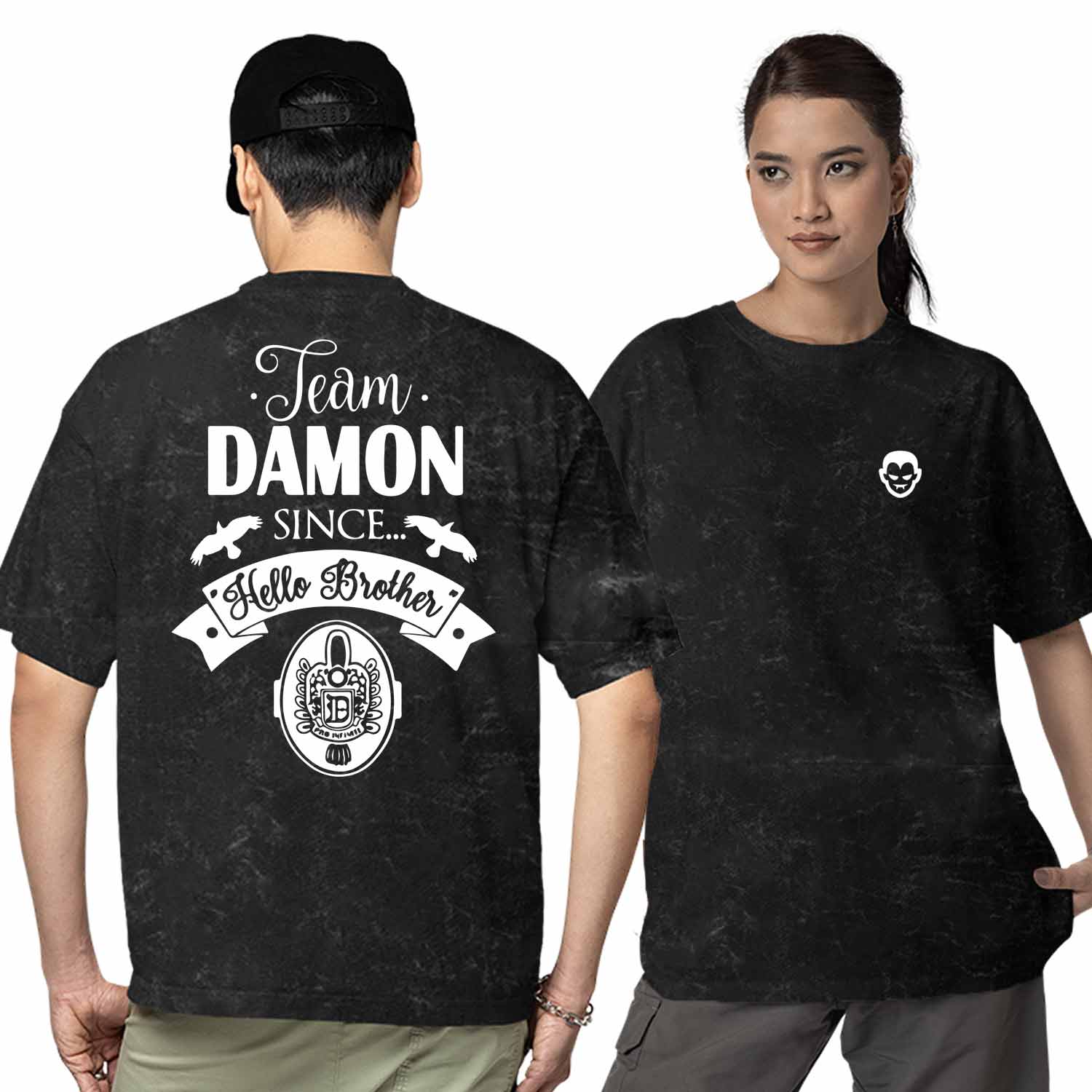 the vampire diaries oversized t shirt - team damon tv & movies t-shirt black buy online india the banyan tee tbt men women girls boys unisex