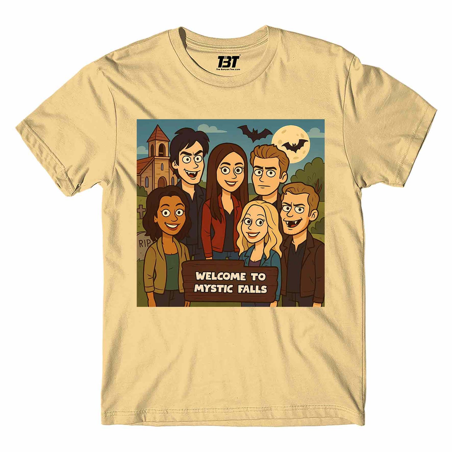 the vampire diaries welcome to mystic falls t-shirt tv & movies buy online india the banyan tee tbt men women girls boys unisex beige