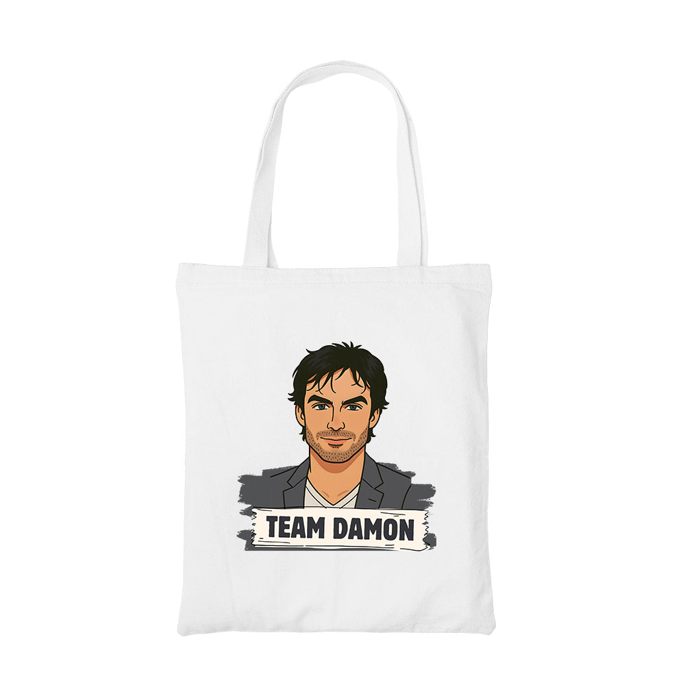 the vampire diaries damon tote bag cotton printed tv & movies buy online india the banyan tee tbt men women girls boys unisex  