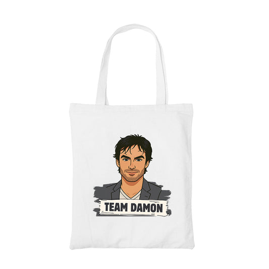 the vampire diaries damon tote bag cotton printed tv & movies buy online india the banyan tee tbt men women girls boys unisex  