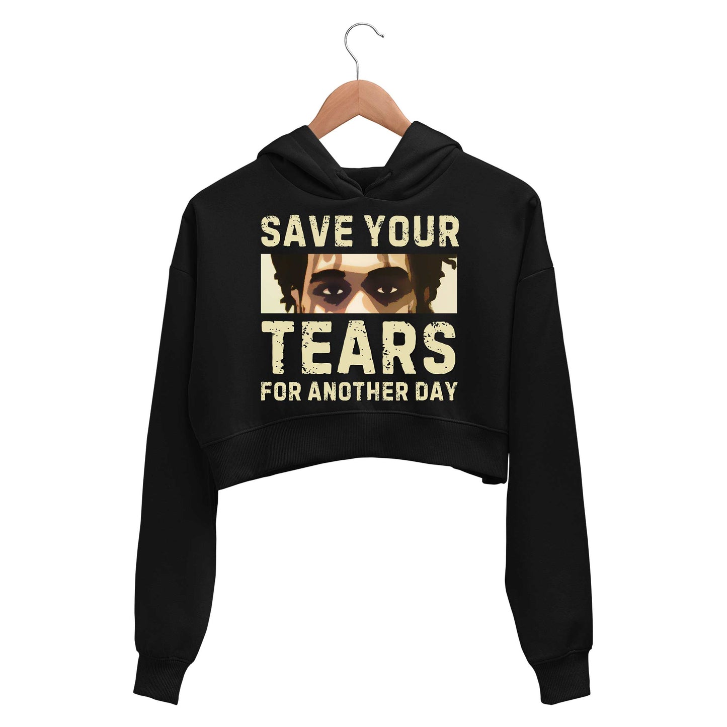 the weeknd save your tears crop hoodie hooded sweatshirt upper winterwear music band buy online india the banyan tee tbt men women girls boys unisex black