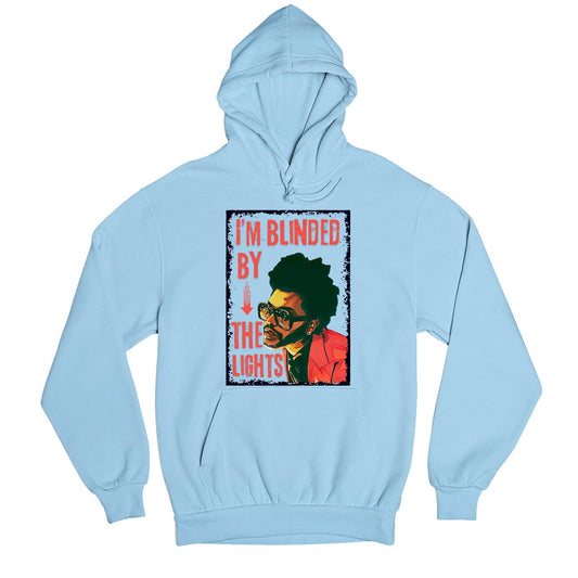 the weeknd i'm blinded by the lights hoodie hooded sweatshirt winterwear music band buy online india the banyan tee tbt men women girls boys unisex baby blue 